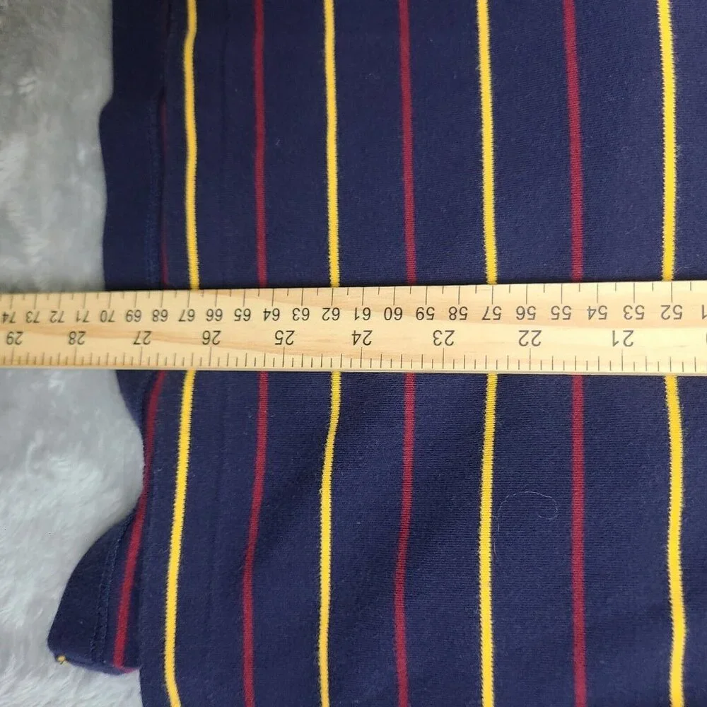 Polo Ralph Lauren Short Sleeve Size Large Nayy Blue Yellow Striped Polo Shirt‎